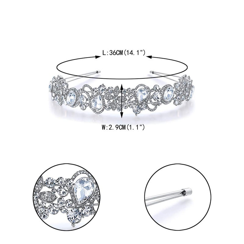 EVER FAITH Austrian Crystal Flower Vine Tear Drop Wedding Head Band Bridal Headpiece Hair Accessories for Brides Bridesmaid Clear Silver-Tone - Image 4